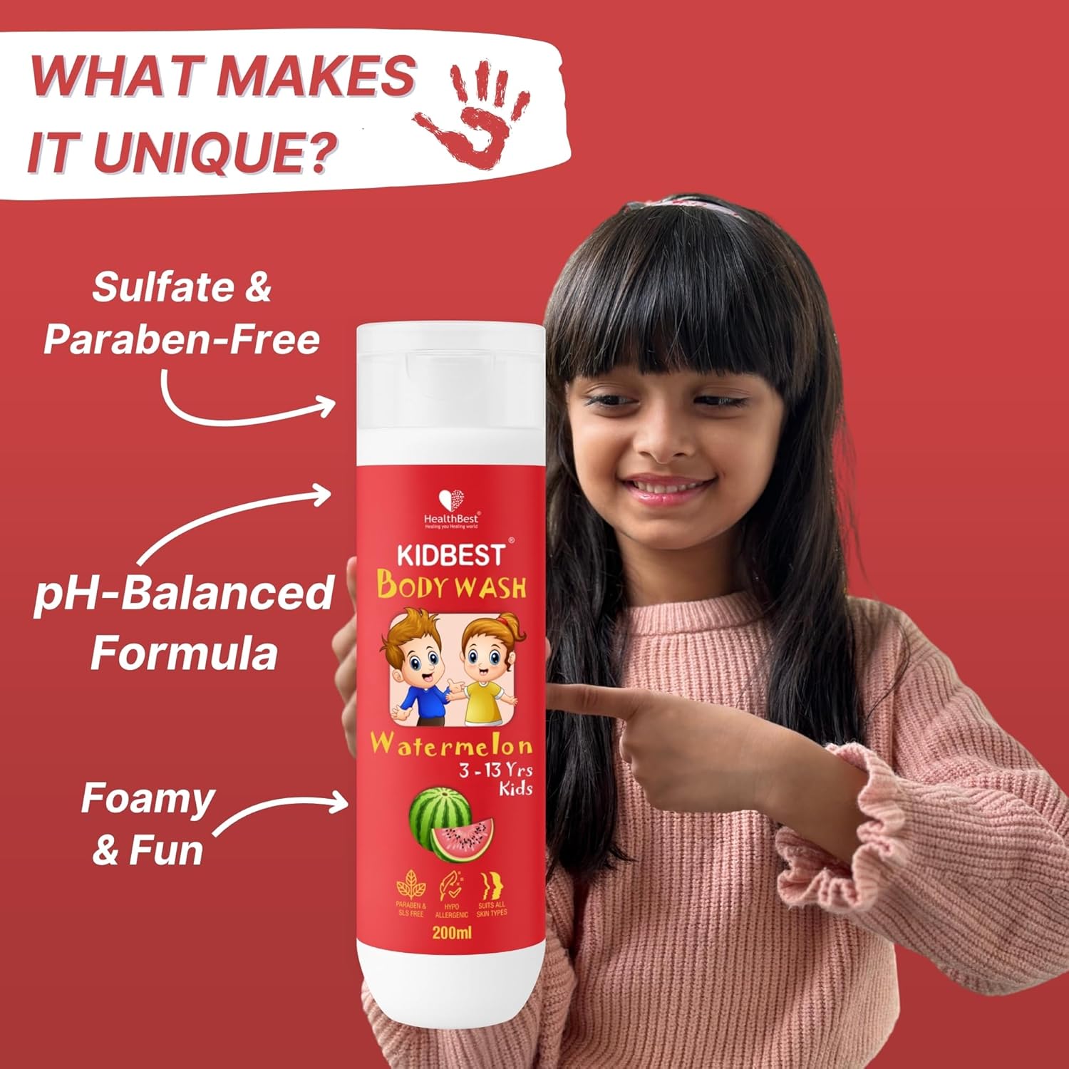 HealthBest Kids Tear-Free Body Wash 200ml - Image 3