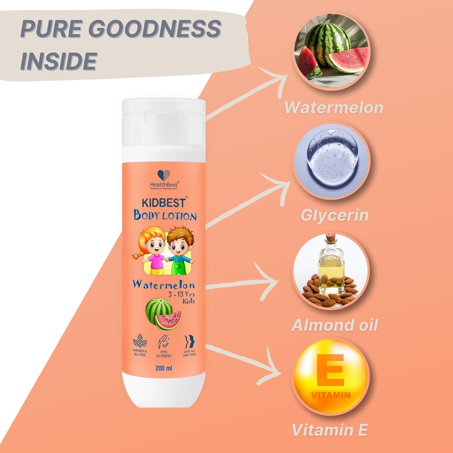 HealthBest Kids Body Lotion 200ml - Image 3