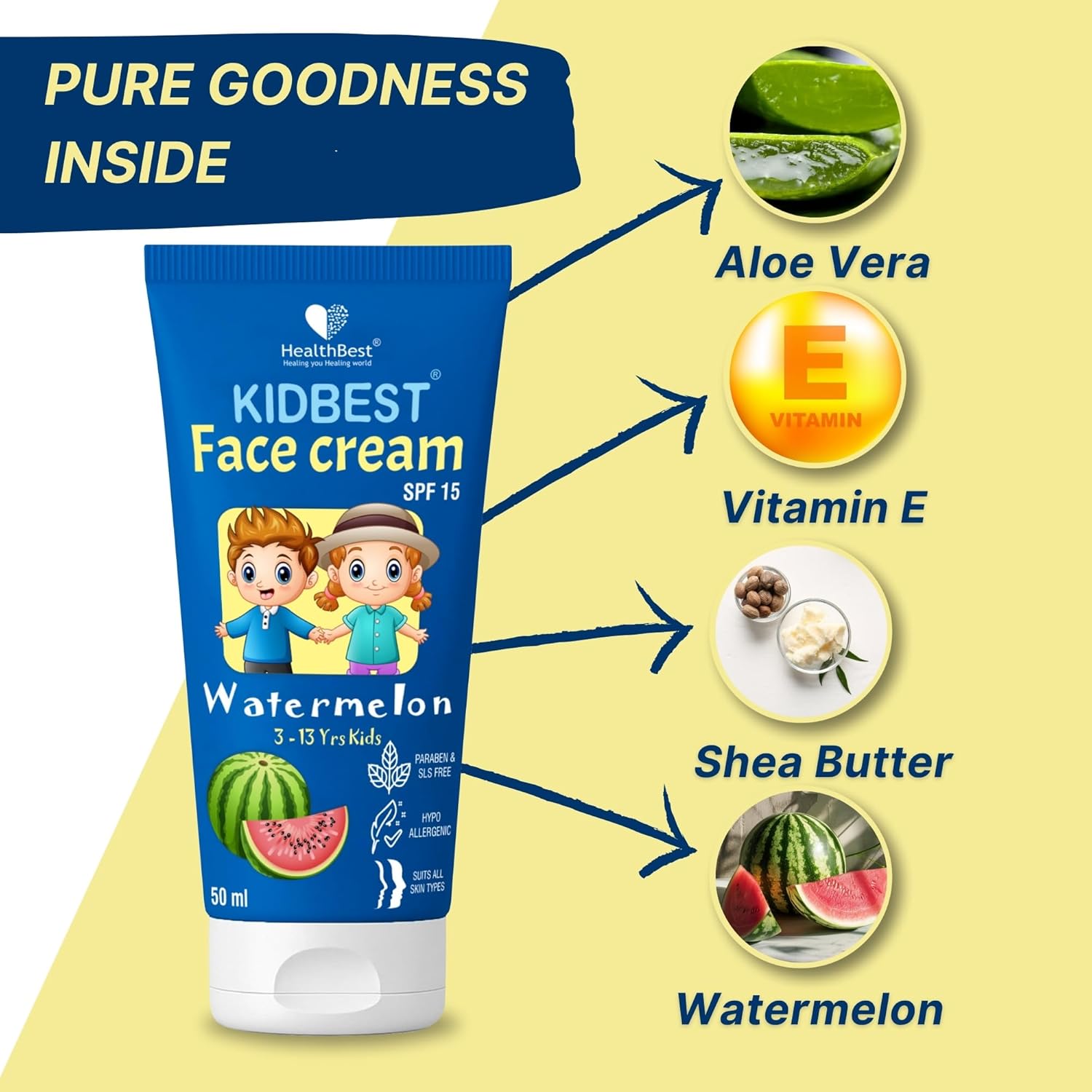 HealthBest Kids Face Cream SPF 15 50ml - Image 4