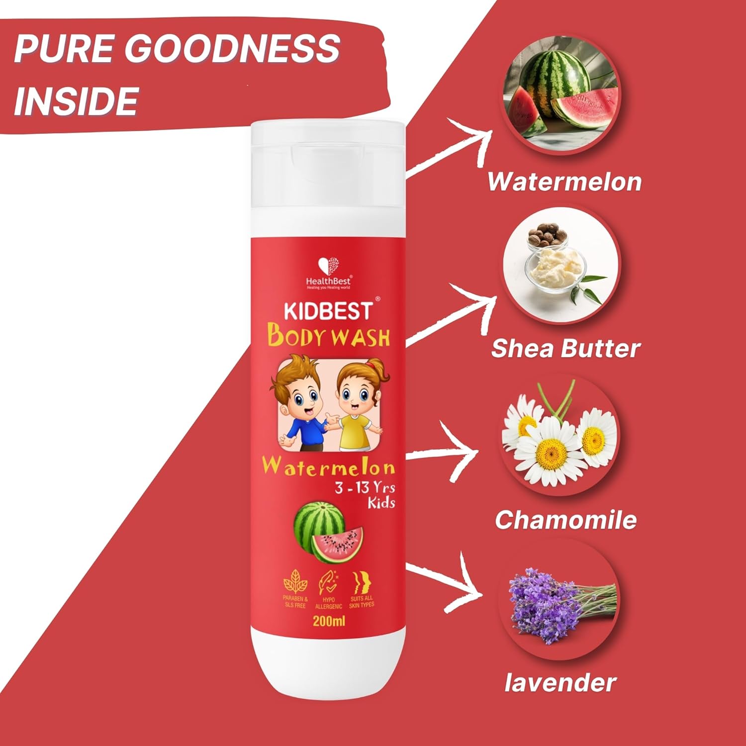 HealthBest Kids Tear-Free Body Wash 200ml - Image 4