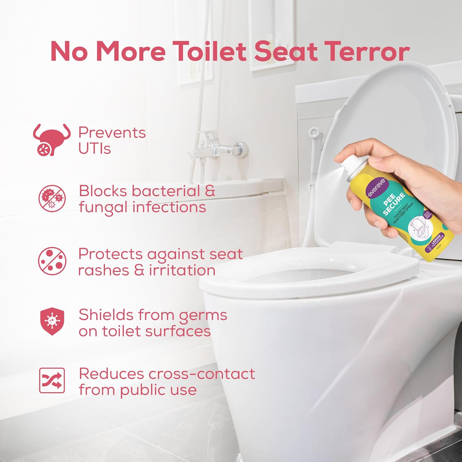 Evereve Pee Secure Toilet Seat Sanitizer Spray 2 x 100ml - Image 5